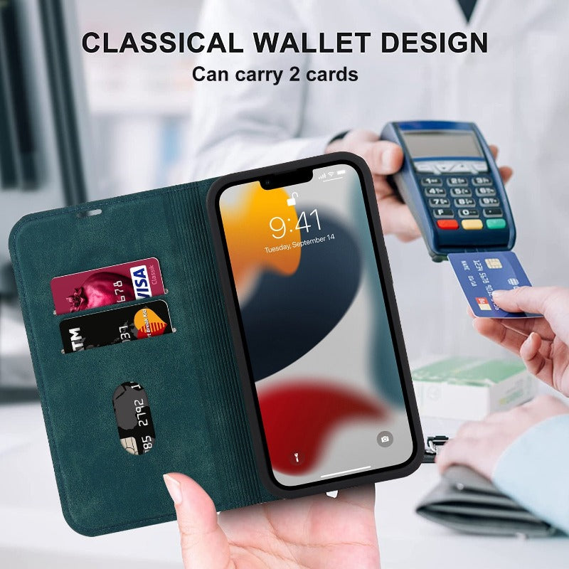 Leather Flip Wallet Phone Cover For iPhone 14 13 12Pro Max 13 12 Mini 14 Max Magsafe Wireless Charging Case