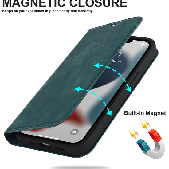 Leather Flip Wallet Phone Cover For iPhone 14 13 12Pro Max 13 12 Mini 14 Max Magsafe Wireless Charging Case
