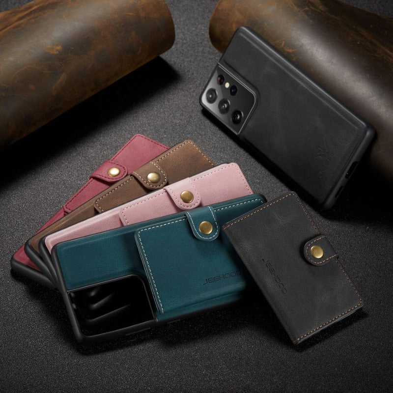 For Samsung S22 S21 Ultra Magnetic Leather Phone Case For Galaxy S22 S21 Plus S20 FE Note 20 Ultra 10 Wallet Flip Card Slot Stand Cover
