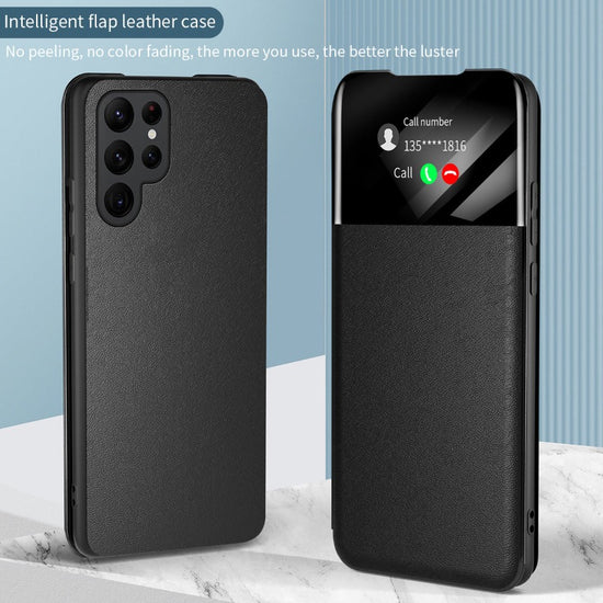 Smart Window View Leather Flip Case For Samsung Galaxy S23 S22 S21Ultra Plus S23 S22 S21Cover