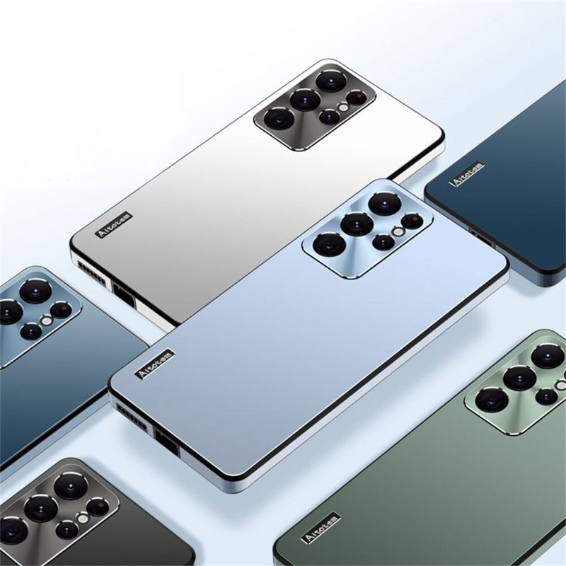 For Samsung Galaxy S23 S22 S21 Ultra Case Luxury Matte Aurora Phone Plus 360 Full Shockproof TPU Metal Lens Protection Shockproof Hard Bumper Back Case
