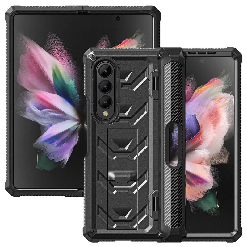 Magnetic Hinge Slide Pen Slot Case For Samsung Galaxy Z Fold 3 4 5G Stand Case Built in Film Armor Bracket Cover for Fold3 Case