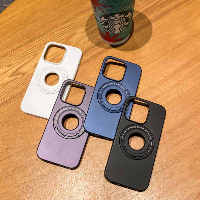 Luxury Magnetic Case For iPhone 14 13 Pro Max 14 Plus With Phone Holder Hide Stand Hard Matte Cover For Magsafe Wireless Charging
