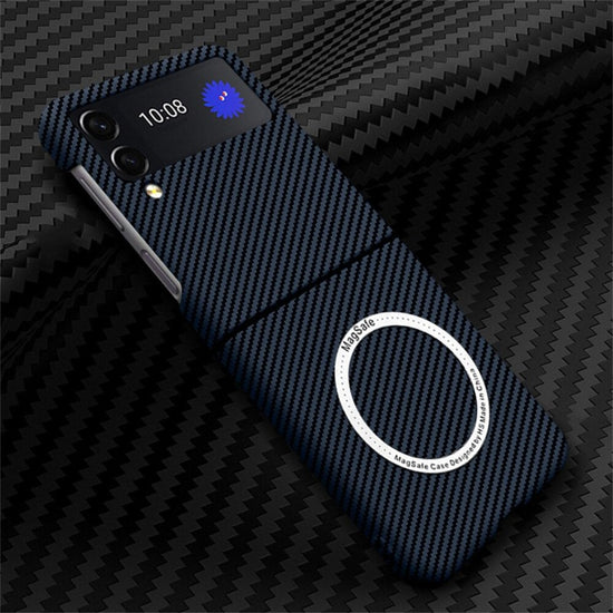 For Samsung Z Flip 4 Case Business Carbon Fiber Magnetic Magsafe Phone Cases for Samsung Galaxy Z Flip 3 4 5G Hard PC Back Cover