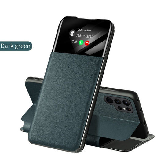 Smart Window View Leather Flip Case For Samsung Galaxy S23 S22 S21Ultra Plus S23 S22 S21Cover