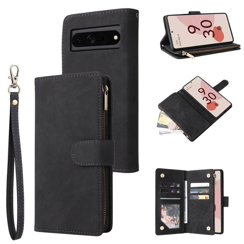 Luxury Wallet Zipper Magnetic Flip Leather Case For Google Pixel 7 7 Pro 6 6 Pro 6A 5A 4A 4XL 4 3A XL Cover Case For Pixel 7 Pro