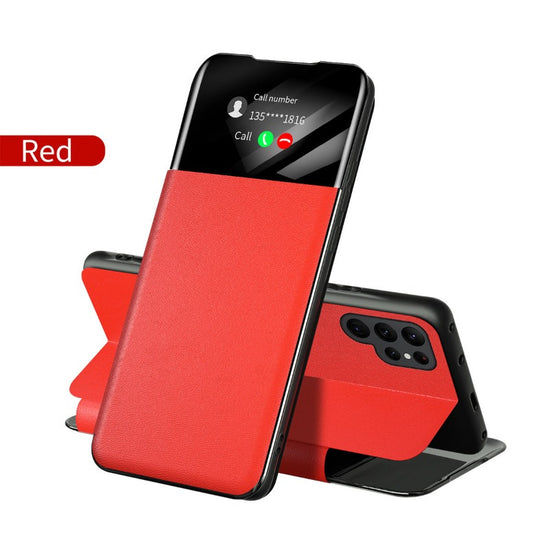 Smart Window View Leather Flip Case For Samsung Galaxy S23 S22 S21Ultra Plus S23 S22 S21Cover