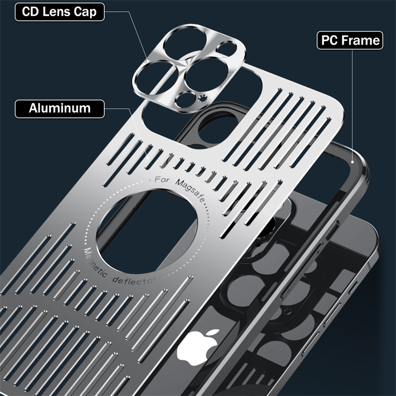 Aluminum Alloy Heat Dissipation Breathable For Magsafe Magnetic Case For iPhone 14 13 12 Pro Plus Max Wireless Charge Hard Cover