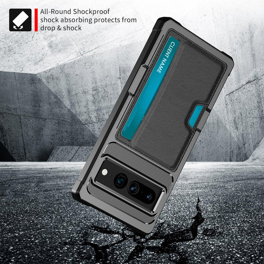 Shockproof Heavy Duty Car Magnetic Phone Case With Card Holder For Google Pixel