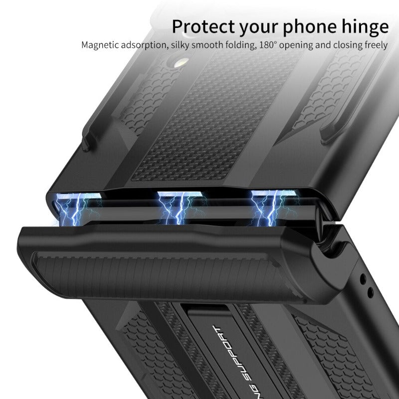 Magnetic Hinge Protection Slide Lens Cover For Samsung Galaxy Z Flip4 Case Shockproof Armor Hard Cover with Bracket