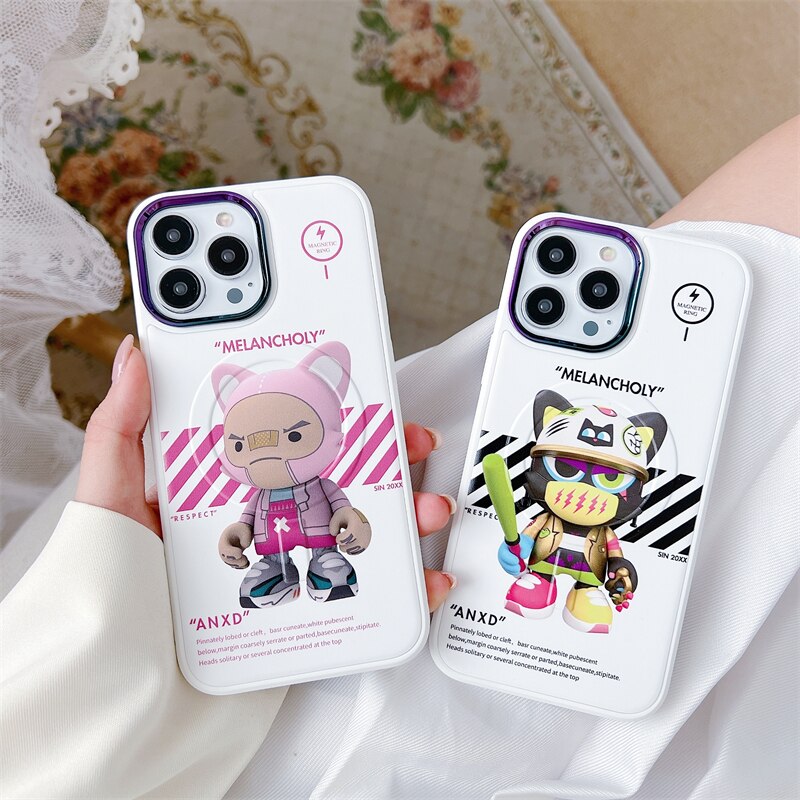 For iPhone 14 ProMax Magsafe Case iPhone 13 pro 12 11 promax Metal Gradient Mirror Macsafe Magnetic Transparent Rear Cover