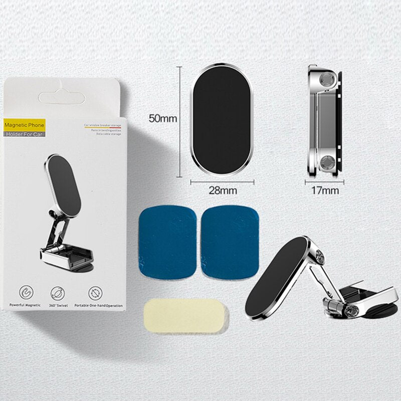 Magnetic Car Phone Holder Foldable Magnetic Phone Mount Multi-Functional 360° Rotation Desk Phone Holder Car Dashboard Bracket