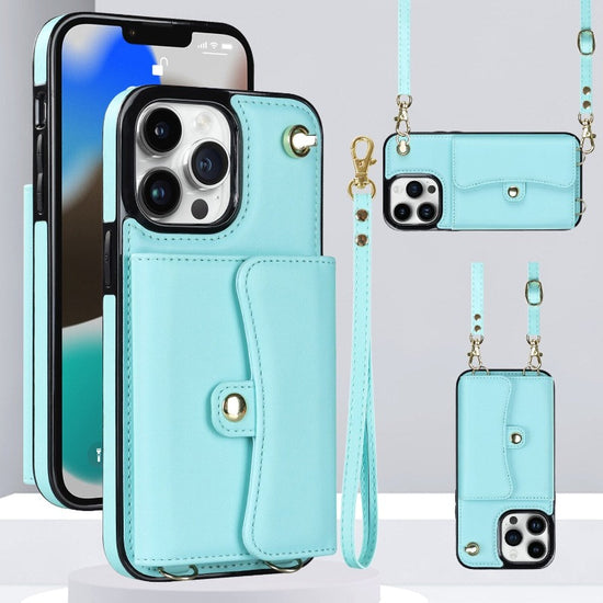 Crossbody Wallet Leather Phone Case for iPhone 13 14 11 Pro Max 13 12 Mini 14 Plus Multifunctio Wrist Strap Lanyard Cover