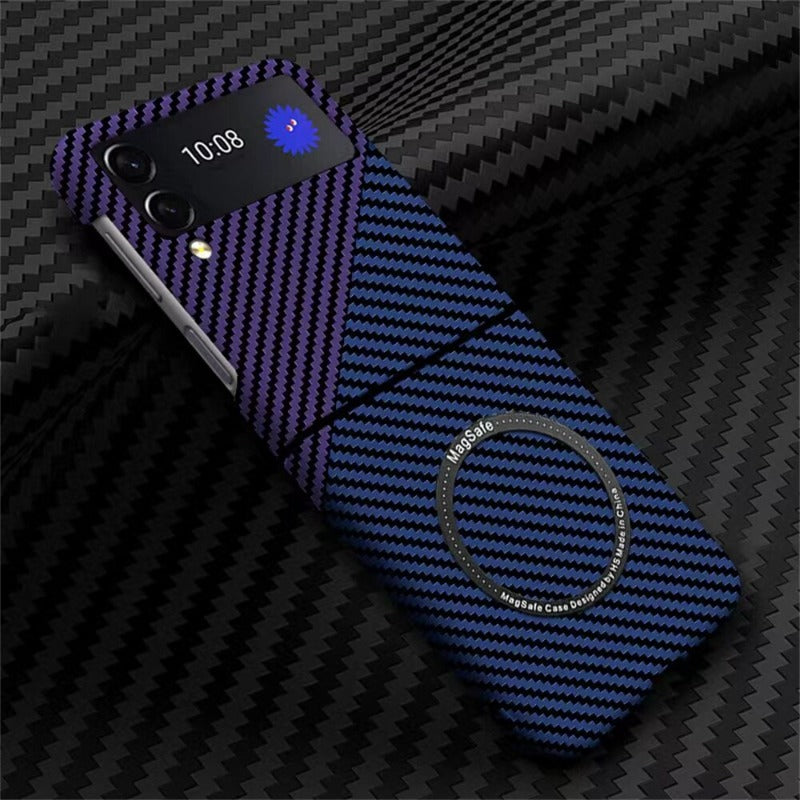For Samsung Z Flip 4 Case Business Carbon Fiber Magnetic Magsafe Phone Cases for Samsung Galaxy Z Flip 3 4 5G Hard PC Back Cover