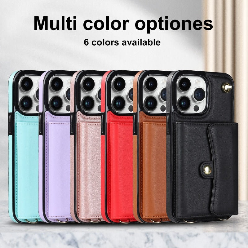 Crossbody Wallet Leather Phone Case for iPhone 13 14 11 Pro Max 13 12 Mini 14 Plus Multifunctio Wrist Strap Lanyard Cover