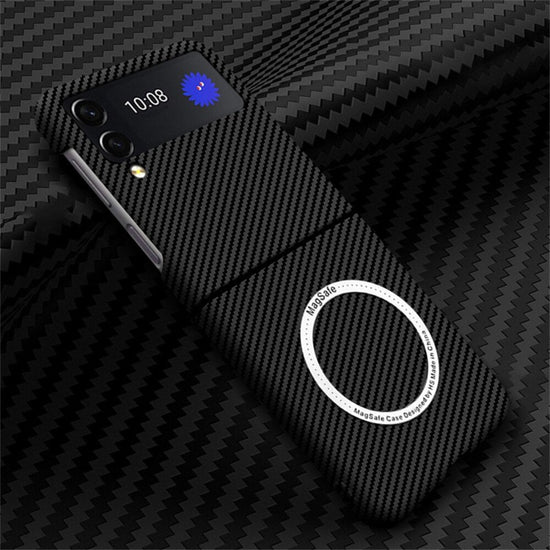 For Samsung Z Flip 4 Case Business Carbon Fiber Magnetic Magsafe Phone Cases for Samsung Galaxy Z Flip 3 4 5G Hard PC Back Cover