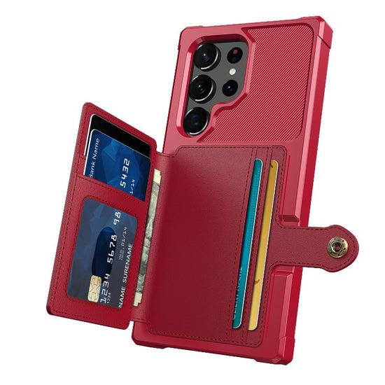 for Samsung Galaxy S23 Ultra Plus Credit Card Case PU Leather Flip Wallet Cover with Photo Holder Hard Back Cover for S22 Ultra