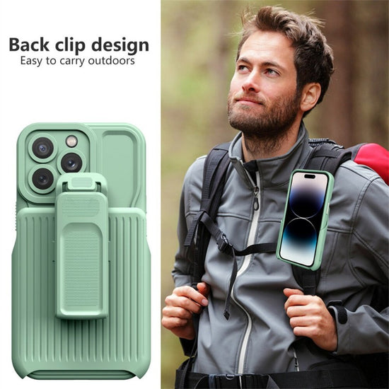 2 in 1 Backpack Clip Stand Holder Phone Case For iPhone 14 13 12 11 Pro Max 14 Plus Outdoor Carrying Shockproof Protection Cover