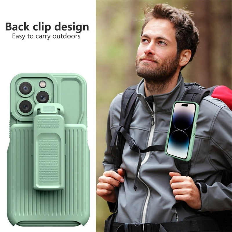 2 in 1 Backpack Clip Stand Holder Phone Case For iPhone 14 13 12 11 Pro Max 14 Plus Outdoor Carrying Shockproof Protection Cover