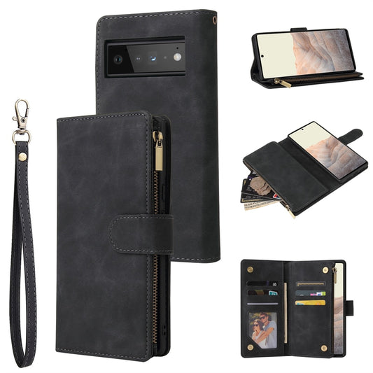 Matte Flip Leather Wallet Phone Case With Zipper For Google Pixel