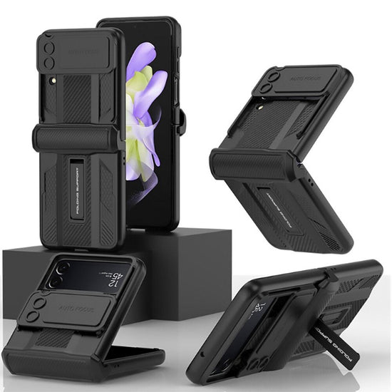 Magnetic Hinge Protection Slide Lens Cover For Samsung Galaxy Z Flip4 Case Shockproof Armor Hard Cover with Bracket