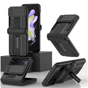 Magnetic Hinge Protection Slide Lens Cover For Samsung Galaxy Z Flip4 Case Shockproof Armor Hard Cover with Bracket