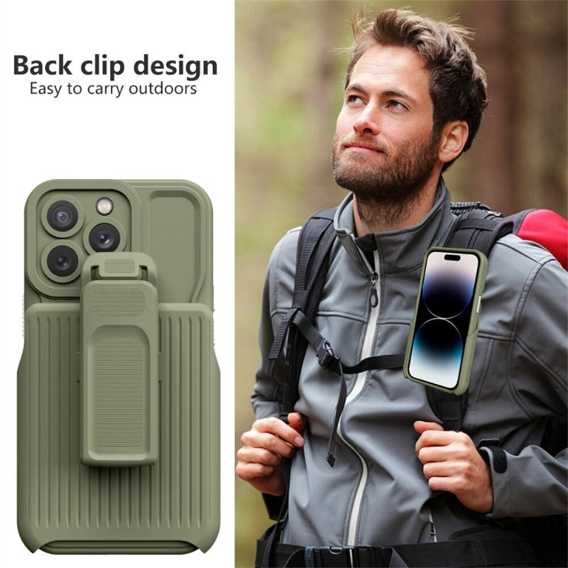 2 in 1 Backpack Clip Stand Holder Phone Case For iPhone 14 13 12 11 Pro Max 14 Plus Outdoor Carrying Shockproof Protection Cover