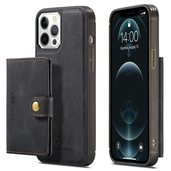 2in1 Magnetic Removable Wallet Phone Cases For iPhone 14 13 12 11 Pro Max 13 12Mini With Buttons Card Slots Flip Back Cover Support Wireless