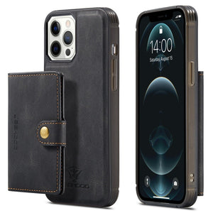 2in1 Magnetic Removable Wallet Phone Cases For iPhone 14 13 12 11 Pro Max 13 12Mini With Buttons Card Slots Flip Back Cover Support Wireless