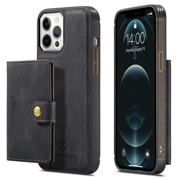 2in1 Magnetic Removable Wallet Phone Cases For iPhone 14 13 12 11 Pro Max 13 12Mini With Buttons Card Slots Flip Back Cover Support Wireless