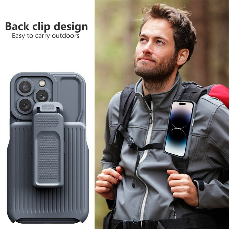2 in 1 Backpack Clip Stand Holder Phone Case For iPhone 14 13 12 11 Pro Max 14 Plus Outdoor Carrying Shockproof Protection Cover