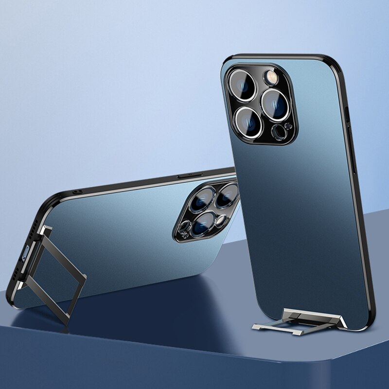Metal Invisible Bracket Stand Phone case For iPhone