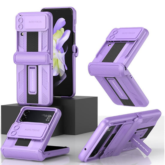 Magnetic Hinge Protection Slide Lens Cover For Samsung Galaxy Z Flip4 Case Shockproof Armor Hard Cover with Bracket