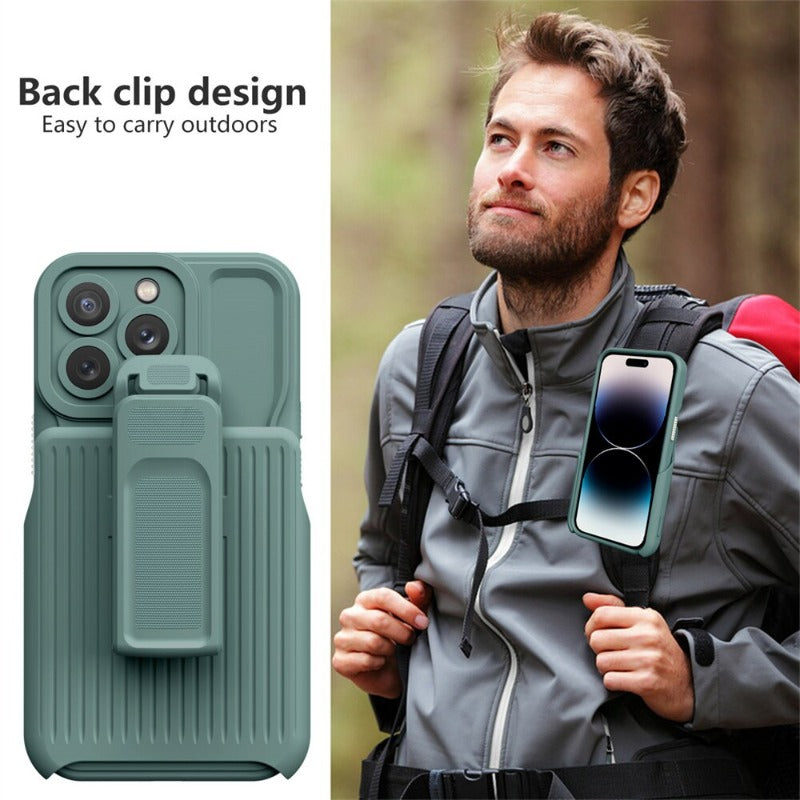 2 in 1 Backpack Clip Stand Holder Phone Case For iPhone 14 13 12 11 Pro Max 14 Plus Outdoor Carrying Shockproof Protection Cover