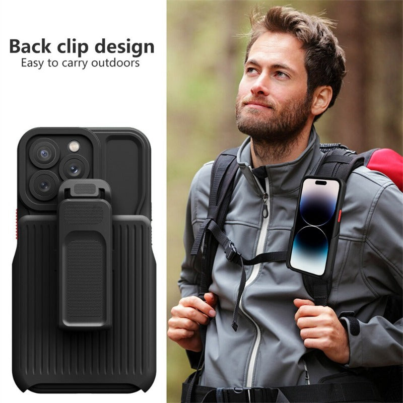 2 in 1 Backpack Clip Stand Holder Phone Case For iPhone 14 13 12 11 Pro Max 14 Plus Outdoor Carrying Shockproof Protection Cover