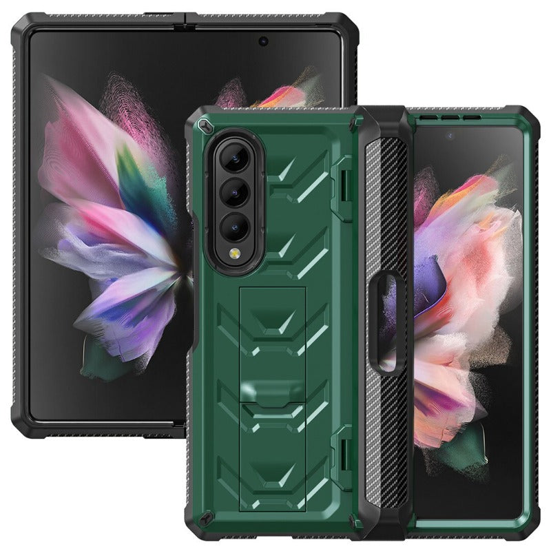 Magnetic Hinge Slide Pen Slot Case For Samsung Galaxy Z Fold 3 4 5G Stand Case Built in Film Armor Bracket Cover for Fold3 Case